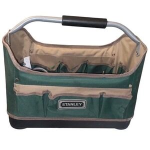Stanley open-mouth tool tote bag Green heavy duty 18x10in